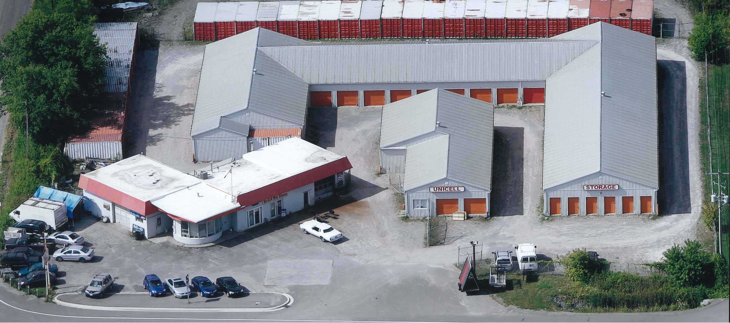 Aerial view of Unicell Ministorage.